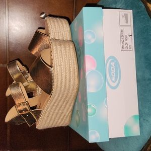 Gold platform sandals